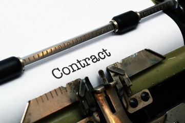 Contract on typewriter