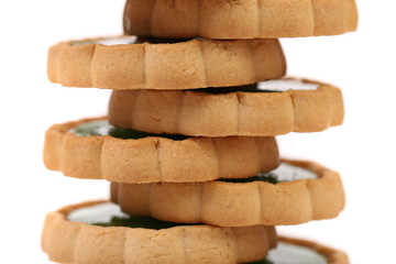 Stack of biscuit with kiwi jam.
