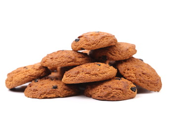 Handful of several oatmeal cookies.