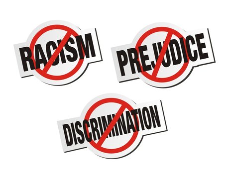 anti racism, anti prejudice, anti discrimination sticker sign