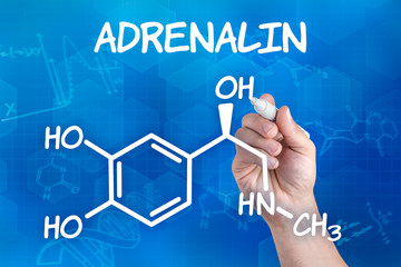 Hand  zeichnet chemische Strukturformel von Adrenalin