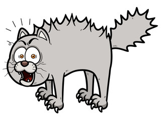 Vector illustration of scared cartoon cat