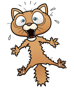 Vector illustration of scared cartoon cat