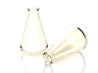 Laboratory glassware for liquids on white background