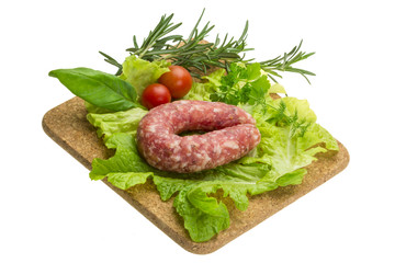 Salami with rosemary, salad and tomatoes