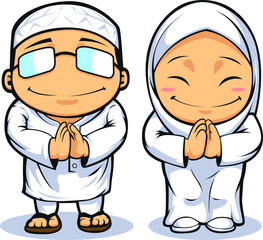 Cartoon of Muslim Man & Woman