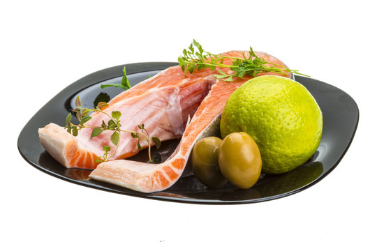 Raw Salmon steak