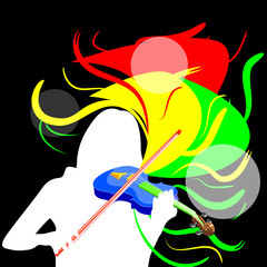 Girl playing the violin, vector illustration