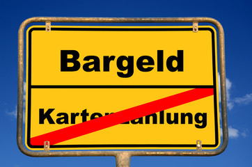 Schild Kartenzahlung Bargeld