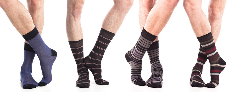 collection of man socks on foot