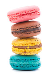 Colorful macaroons isolated on white background