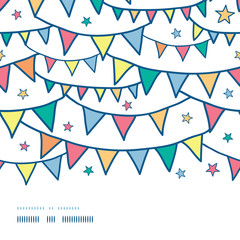 Fototapeta premium Vector colorful doodle bunting flags horizontal seamless pattern