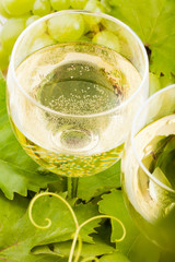 white grapes wine glass