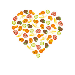 fruits in heart