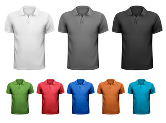 Black and white and color men t-shirts. Design template. Vector