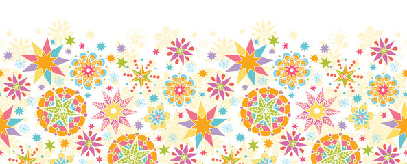 Vector colorful Christmas Stars Horizontal Seamless Pattern