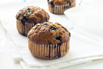 Baked blueberry muffins