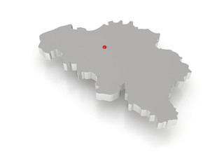Fototapeta premium Three-dimensional map of Belgium.