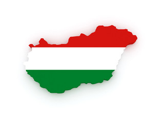Obraz premium Three-dimensional map of Hungary.