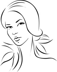 woman illustration - black outline portrait