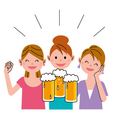 女性　ビール　女子会