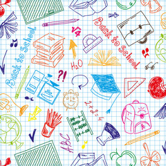 Seamless pattern colorful school supplies - 54792550