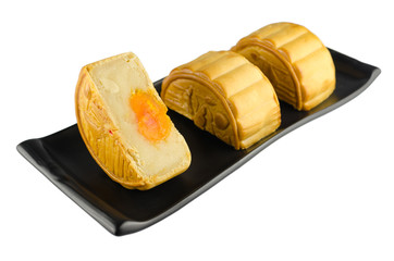 Closeup Moon cakes  on White Background