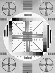 Black and white chart used to test for focus and exposure
