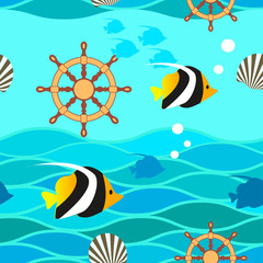 Fototapeta na wymiar nautical background with fishes