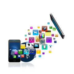 Mobile phone With Colorful application icon, Creative Business