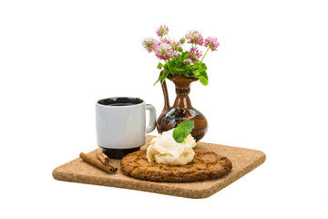 Breakfast wirh coffee and cookie
