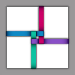 Obraz premium Blank paper divided into four sections by ribbons