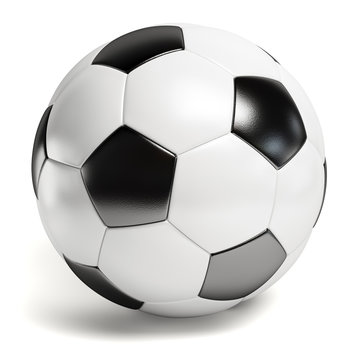 Leather football. Single soccer ball isolated