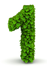Number 1, green leaves font
