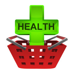 green health cross in red basket vector