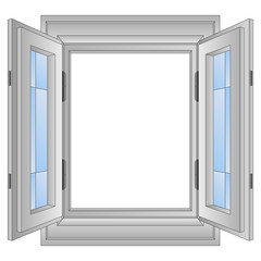 isolated open golden window frame vector