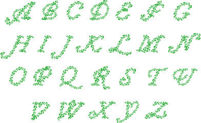 Vector set illustration a leaves letter on white.