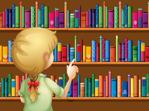 A girl selecting books