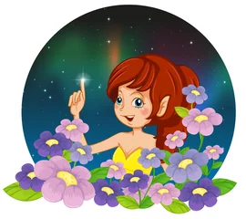 Rolgordijnen Een meisje en de bloemen © GraphicsRF
