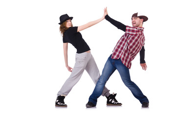 Pair of dancers dancing modern dances