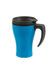 Blue thermos isolated