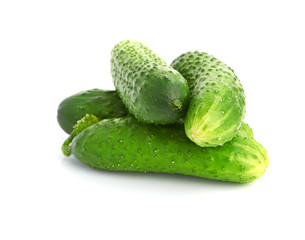 green cucumbers  isolated on white background