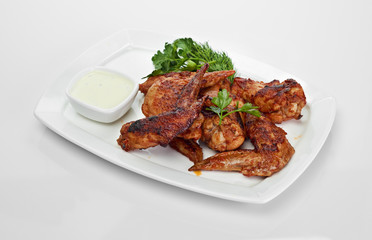 Hot Meat Dishes - Grilled Chicken Wings with Red Spicy Sauce