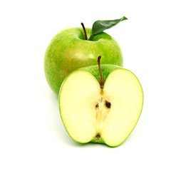 Green apple fruits isolated on white background