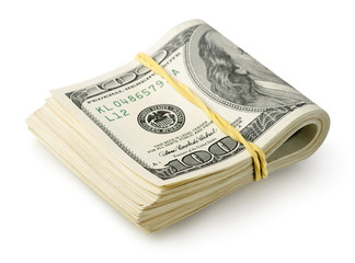 Dollars tied with a rubber band