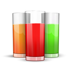 Set of three glasses of juice