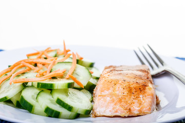 Plate of Salmon and Salad