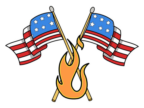 Crossed USA Flag - Vector Illustration