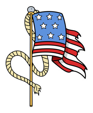 Old US Flag Cartoon Tattoo - Vector Illustration