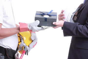 Businessman give gift for corruption something
